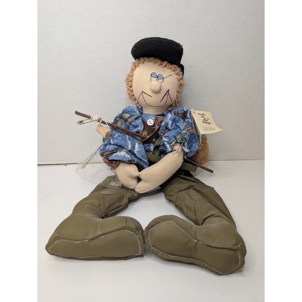 Vintage 1996 Dolls By The Margs Fisherman Cloth Doll Signed Handcrafted Folk Art